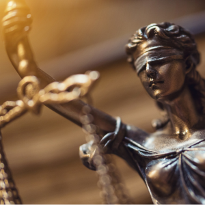 Bronze structure of Lady Justice